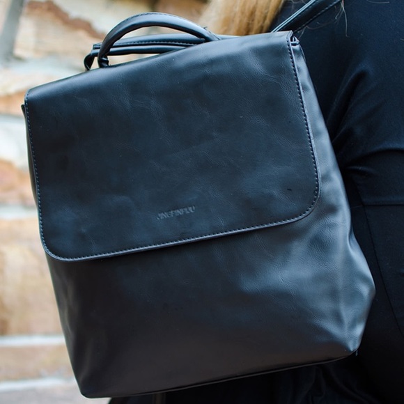 Handbags - Bag | Black Backpack with Zipper and Flap